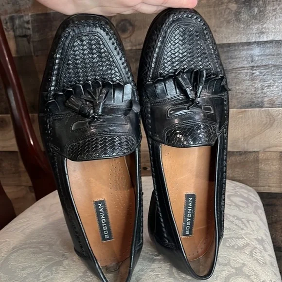Bostonian Black Leather Tassel Loafers Shoes Size 10M - Picture 7 of 7